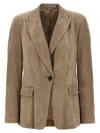 Brunello Cucinelli Suede Blazer With Peak Lapel