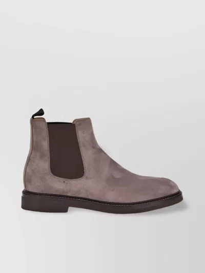Brunello Cucinelli Suede Block Heel Ankle Boots