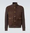 Brunello Cucinelli Bomber Jacket In Leather And Cashmere In Brown