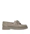 Brunello Cucinelli Suede Lace-up Boat Loafer With Rubber Sole In Brown