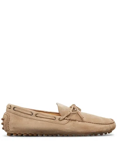 Brunello Cucinelli Suede Boat Shoes In Brown