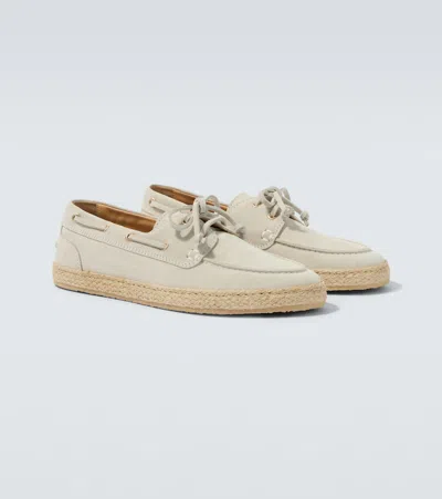 Brunello Cucinelli Suede Boat Shoes With Rope Insert In Multi