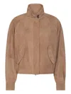 Brunello Cucinelli Leather Jacket With Button Detail And Front Pockets In Brown