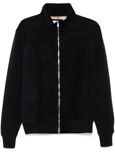 Brunello Cucinelli Suede Bomber Jacket In Black