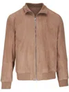 Brunello Cucinelli Suede Bomber Jacket In Brown