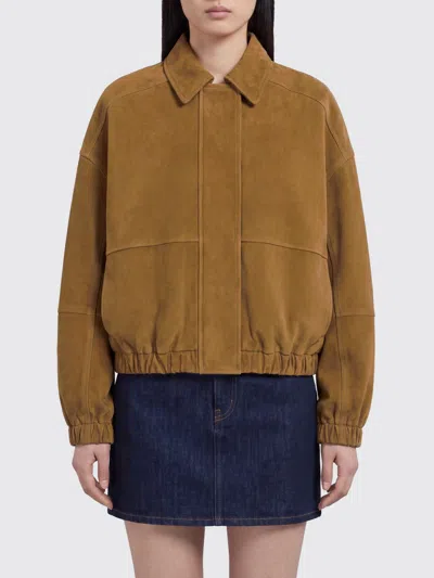 Brunello Cucinelli Suede Bomber Jacket With Concealed Fastening In Brown