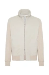 Brunello Cucinelli Light Beige Leather Bomber Jacket In Natural