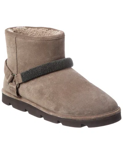 Brunello Cucinelli Suede Boot In Brown