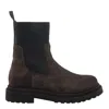 Brunello Cucinelli Chunky Sole Suede Ankle Boots With Monili Detail In Brown