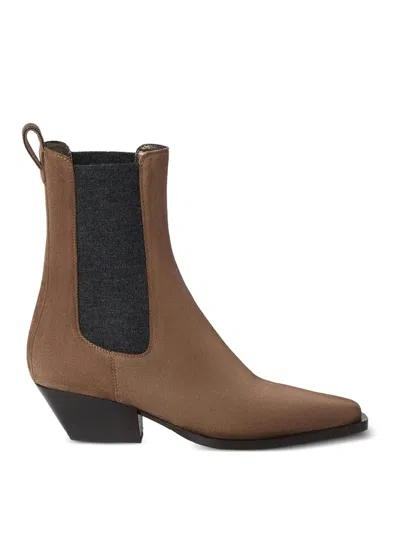 Brunello Cucinelli Suede Bootie In Brown