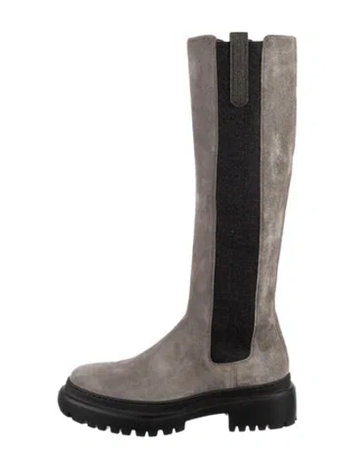 Pre-owned Brunello Cucinelli Suede Boots In Black/grey