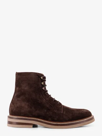 Brunello Cucinelli Men Suede Boots In Brown