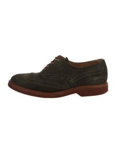 Pre-owned Brunello Cucinelli Suede Brogues In Green