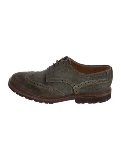 Pre-owned Brunello Cucinelli Suede Brogues In Green