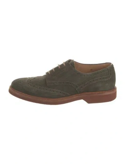 Pre-owned Brunello Cucinelli Suede Brogues In Green
