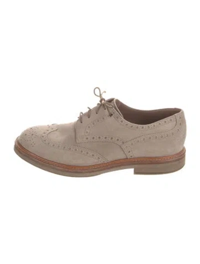 Pre-owned Brunello Cucinelli Suede Brogues In Neutrals