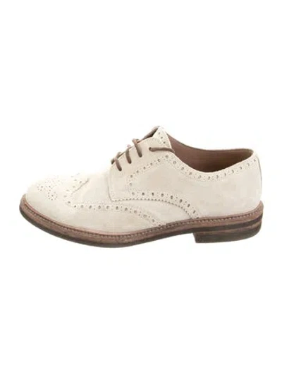 Pre-owned Brunello Cucinelli Suede Brogues In Neutrals