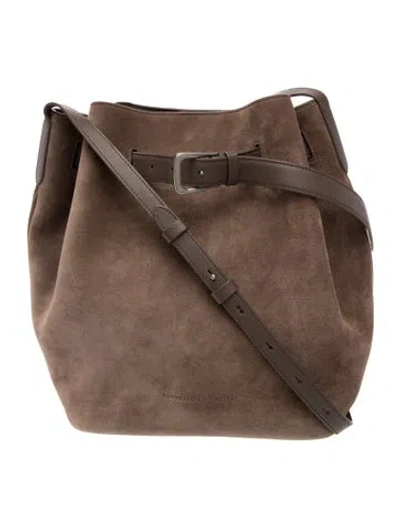 Pre-owned Brunello Cucinelli Suede Bucket Bag In Brown