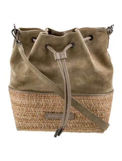 Pre-owned Brunello Cucinelli Suede Bucket Bag In Neutral