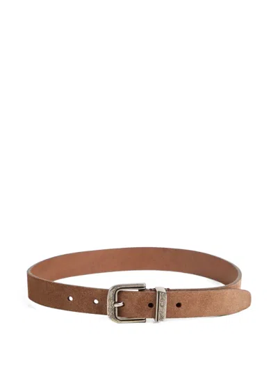 Brunello Cucinelli Kids' Suede Buckle Belt In Brown