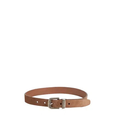 Brunello Cucinelli Kids' Suede Buckle Belt In Brown