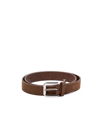 Brunello Cucinelli Suede Buckle Belt In Brown