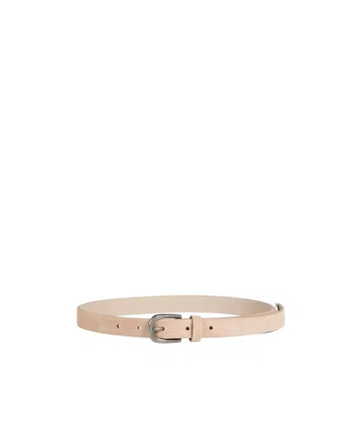 Brunello Cucinelli Kids' Suede Buckle Belt In Light Yellow