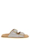 Brunello Cucinelli Buckle-fastened Suede Sandals In Gray