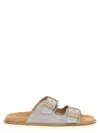 BRUNELLO CUCINELLI SUEDE BUCKLE SANDALS GRAY