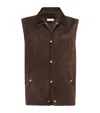 Brunello Cucinelli Suede Button-up Gilet In Brown