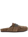 Brunello Cucinelli Suede Slipper In Beige