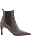 Brunello Cucinelli Suede Monili-heel Chelsea Booties In Brown