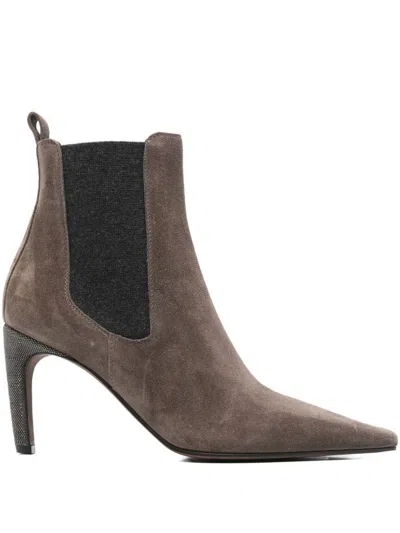 BRUNELLO CUCINELLI SUEDE CALFSKIN ANKLE BOOTS
