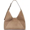 Brunello Cucinelli Tobacco Brown Calf Suede Handbag With Velvet Effect In Neutral