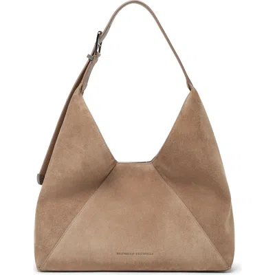 BRUNELLO CUCINELLI BRUNELLO CUCINELLI SUEDE CALFSKIN BC DUO HOBO BAG