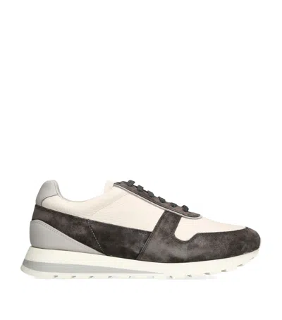Brunello Cucinelli Suede-calfskin Runners Sneakers In White