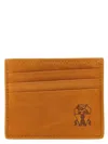 Brunello Cucinelli Brown Suede Card Holder With Embossed Logo In Brown