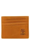 Brunello Cucinelli Brown Suede Card Holder With Embossed Logo In Brown
