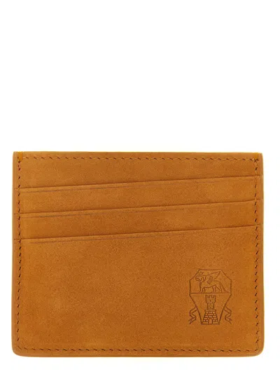 Brunello Cucinelli Suede Card Holder In Brown