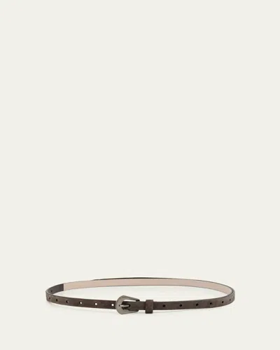 Brunello Cucinelli Suede Carved Leather Belt In Brown