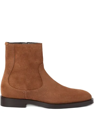 Brunello Cucinelli Suede Chelsea Boots In Brown