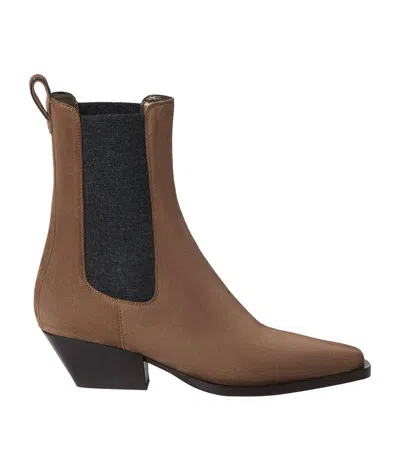 Brunello Cucinelli Suede Chelsea Boots 50 In Brown