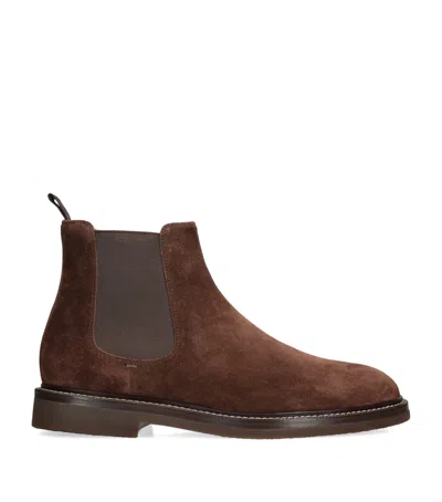 Brunello Cucinelli Suede Chelsea Boots In Brown