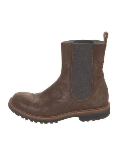 Pre-owned Brunello Cucinelli Suede Chelsea Boots In Brown