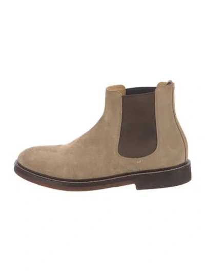 Pre-owned Brunello Cucinelli Suede Chelsea Boots In Brown