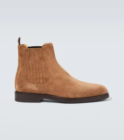 Brunello Cucinelli Suede Chelsea Boots In Brown