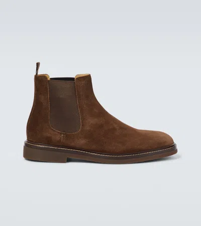 Brunello Cucinelli Suede Chelsea Boots In Brown