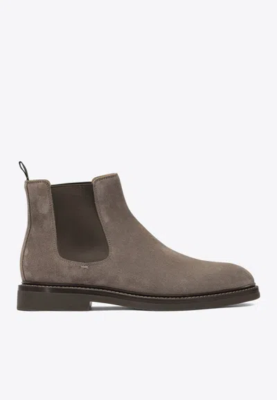 Brunello Cucinelli Suede Chelsea Boots In Gray
