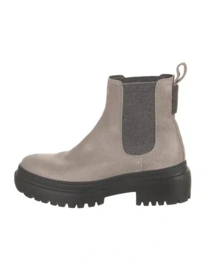 Pre-owned Brunello Cucinelli Suede Chelsea Boots In Multi