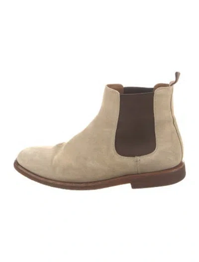 Pre-owned Brunello Cucinelli Suede Chelsea Boots In Neutral